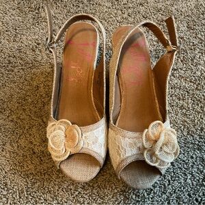 Jellypop Cream Floral Wedges
